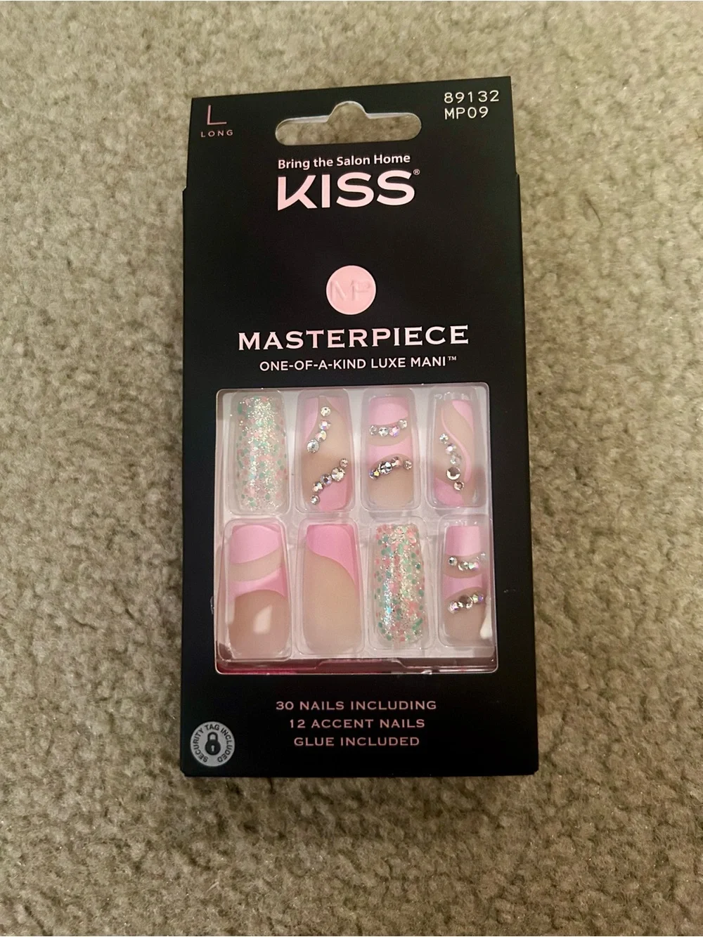 KISS Masterpiece *Long/Square* Glitter Rhinestone Press-On Nails